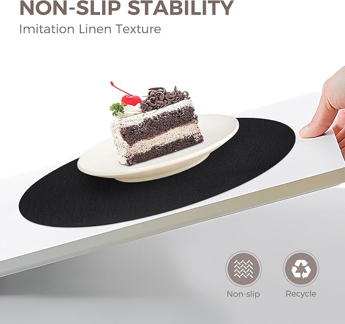 13" Round Placemats Set of 4, Reversible Faux Leather Heat Resistant Table Mats - Image 4