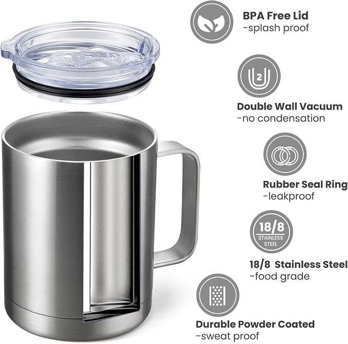 MEWAY 12oz Coffee Mug With Handle 8 Pack Bulk, Stainless Steel Insulated Travel - Image 2