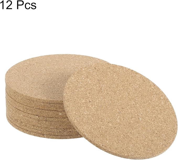 HARFINGTON 12pcs Cork Coasters 4 Inch 0.12 Inch Thick Non-Slip Heat-Resistant - Image 3