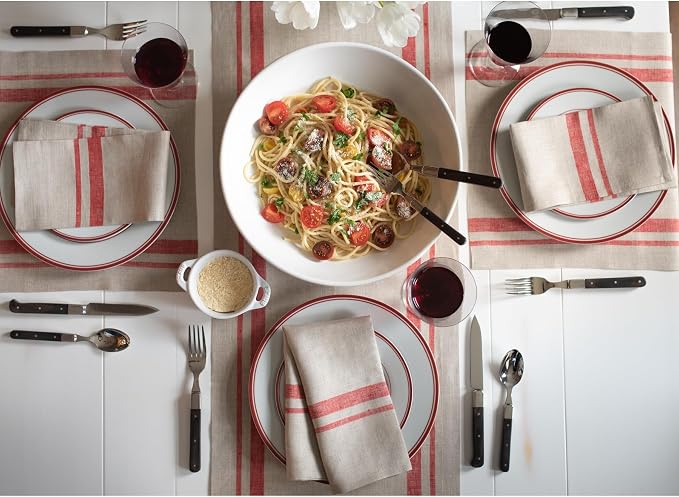 Solino Home 100% Pure Linen Table Runner, 14 x 90 in, French Stripe | Table - Image 3