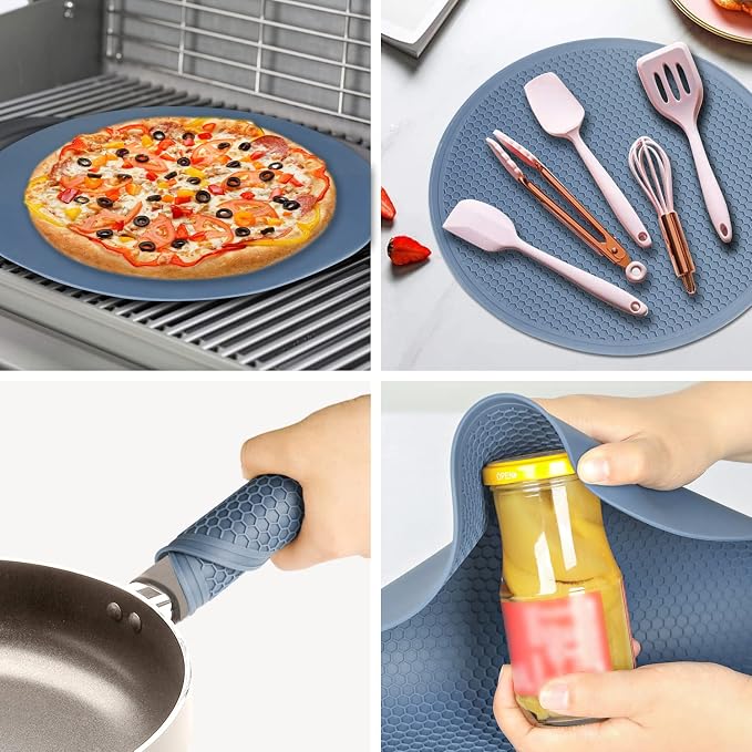 Extra Large Silicone Microwave Mat & Food Cover- Mat as Bowl Holder, Cover - Image 4