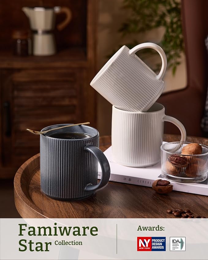 famiware Coffee Mug Set for 6, Star 16 oz Catering Mugs Cup Set - Image 3