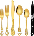 Gold Silverware Set, Ollex 48-Piece Retro Royal Flatware Set by OllexSilverwareSets