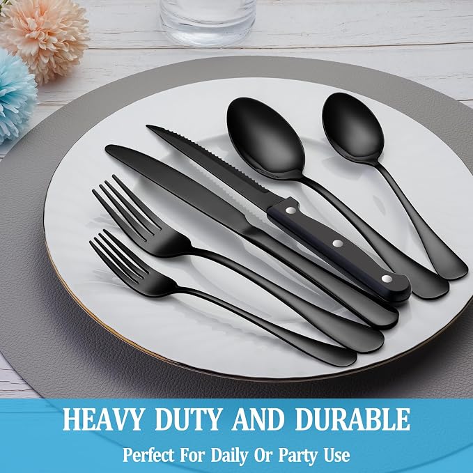 36 Pcs Black Silverware Set - Image 7