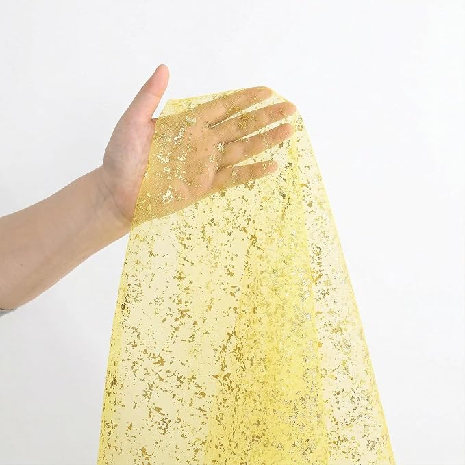 Artoid Mode Light Yellow Gold Gauze Table Runner 59x120 Inch 10FT, Glitter - Image 6
