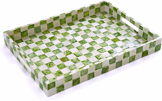 16"x12" Capiz Serving Tray, Decorative Coffee Table Tray by ChiAnHome