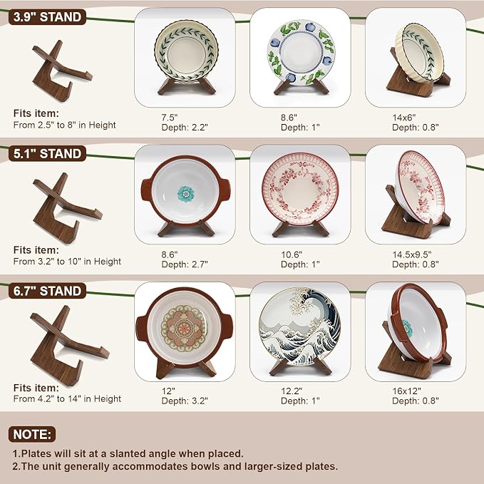 2PCS Bowl Stands for Display Large Deep Platters, Wooden Plate Stand Deep - Image 7