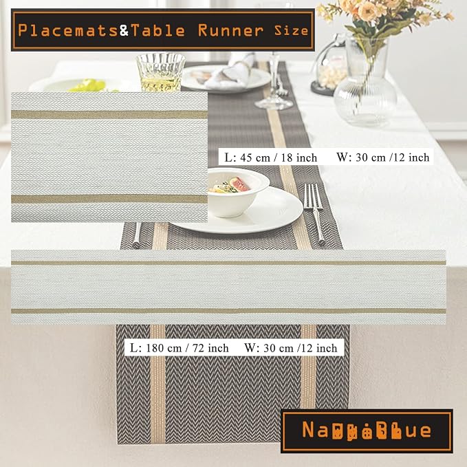 PIGCHCY Luxurious Placemats and Table Runner Set, Stylish Durable Placemats Set - Image 2