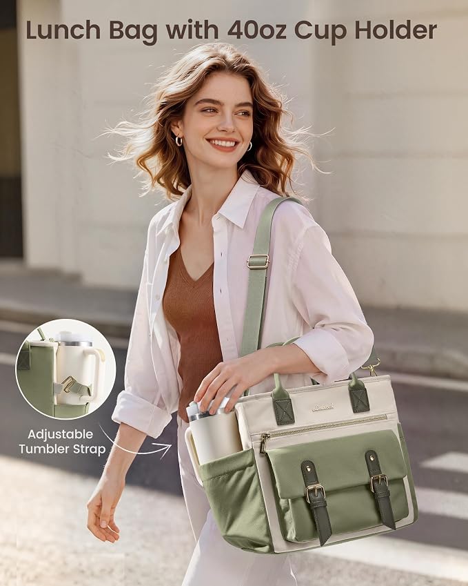 LOVEVOOK Insulated Lunch Bag Women, College Lunch Box, Large Cooler Bag | Large - Image 3