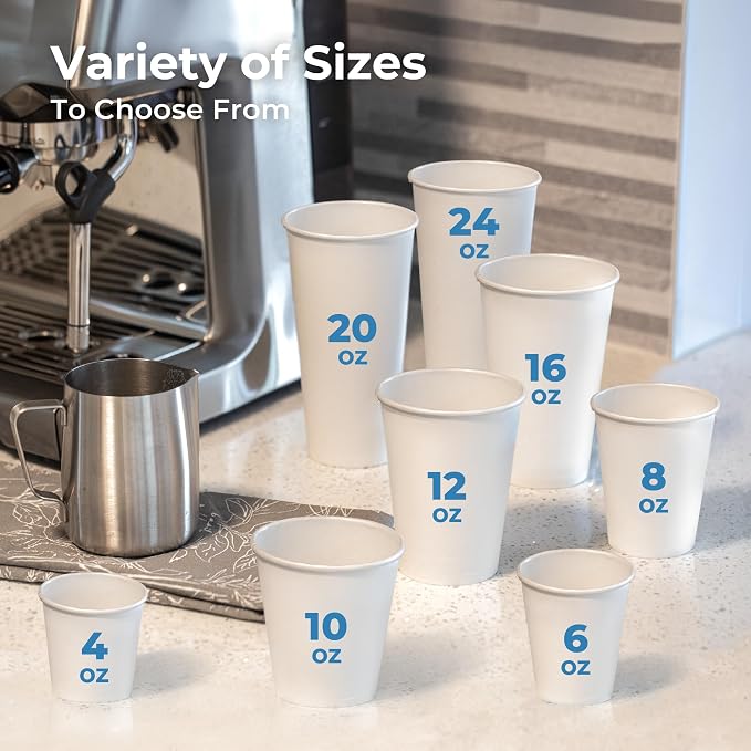Fit Meal Prep 200 Pack 12 oz Disposable Paper Coffee Cups, Premium Hot Cups - Image 8