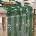 Artoid Mode Wildflower Floral Green Gauze Embroidery Table Runner 120 Inch 10FT by ArtoidMode