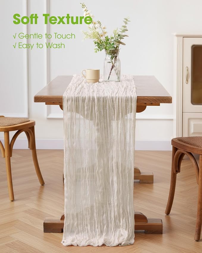 Pureegg 2-Pack Cheesecloth Table Runner, Decorations - Image 4