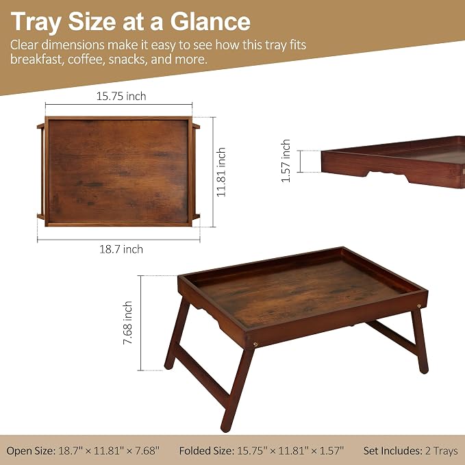 Bamboo Breakfast Trays with Folding Legs, Vintage | Set of 2 bamboo bed trays - Image 8