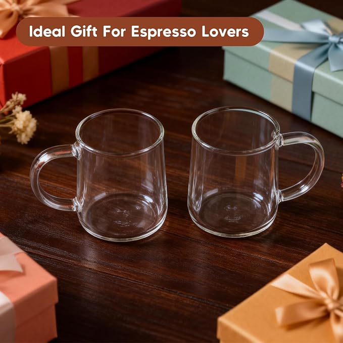 Glass Espresso Cups Set of 2, 5.4 oz Clear Espresso Shots Cup - Image 6