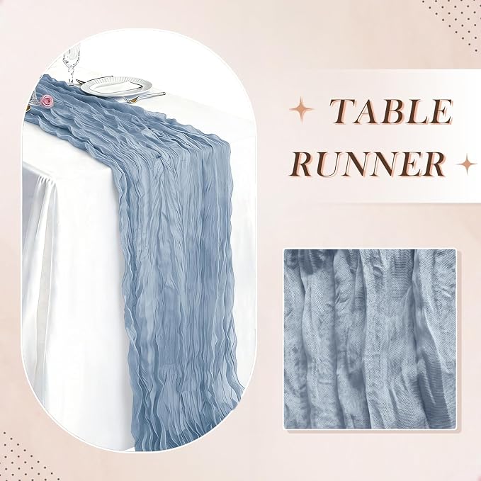 10 Pack Dusty Blue Cheesecloth Table Runner 21 x 120 Inch Boho Gauze Sheer - Image 6