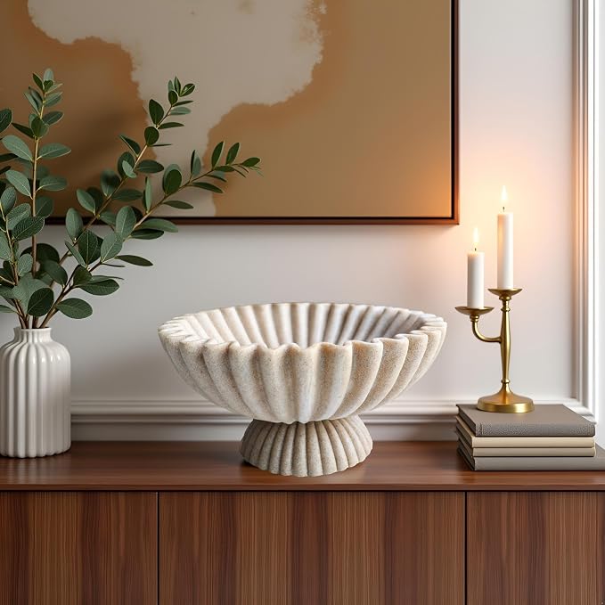 10" Large Decorative Bowl decor, Scalloped Bowls - Image 8