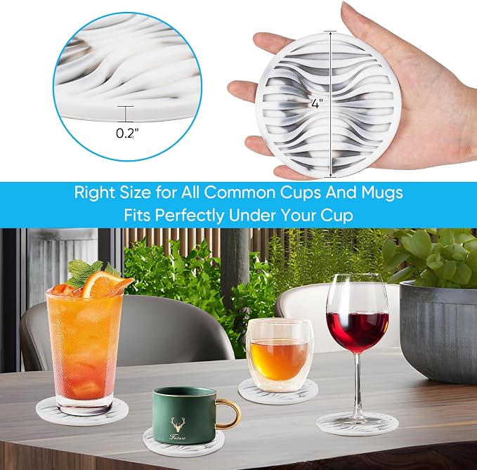 6 Pack Rubber Coasters for Drink - Image 6