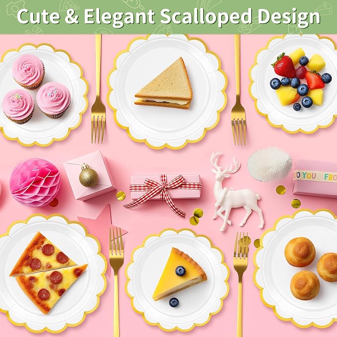 50 Pcs White Paper Plates Disposable, Dessert Cake Plates, - Image 6