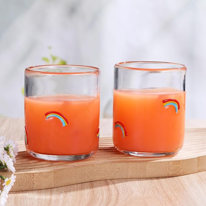 SiliFine 2 Pcs Icon Juice Glasses - 14oz Colorful Rainbow Stemless Wine - Image 7