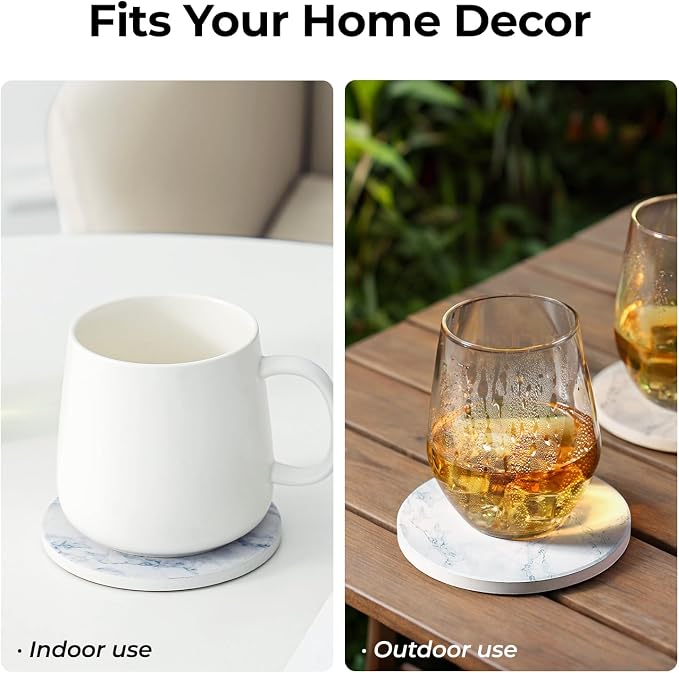 LIFVER Coasters Set of 8 for Drinks, Modern Marble Stone Coaster for Home Patio - Image 6