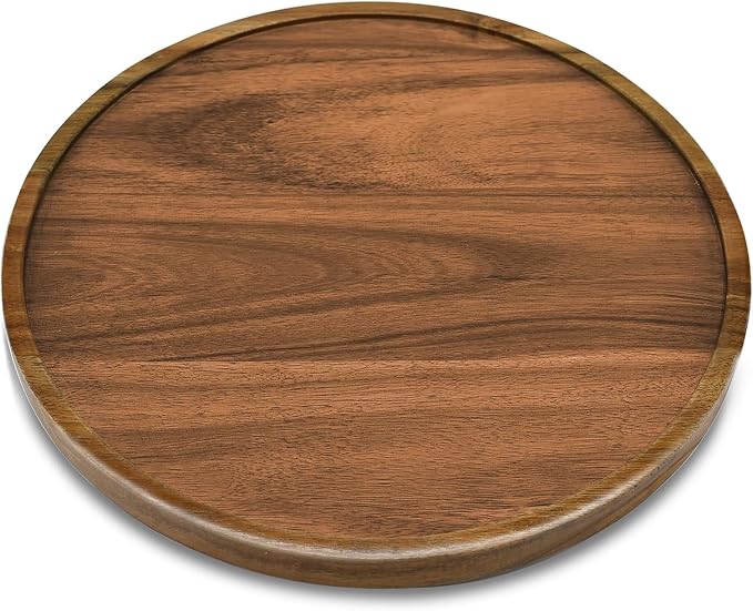 10" Acacia Wood Lazy Susan Organizer Kitchen Turntable - Image 2