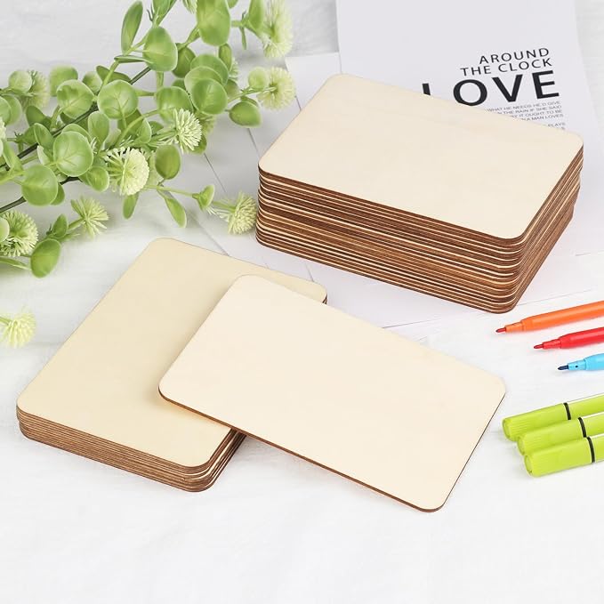 150 PCS Rectangle Unfinished Wood Pieces, 4 x 6 Inch Natural Wood Cutout Tiles - Image 4