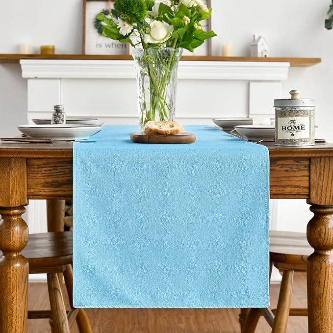 Artoid Mode Light Blue Table Runner, Seasonal Summer Washable Kitchen Dining - Image 2
