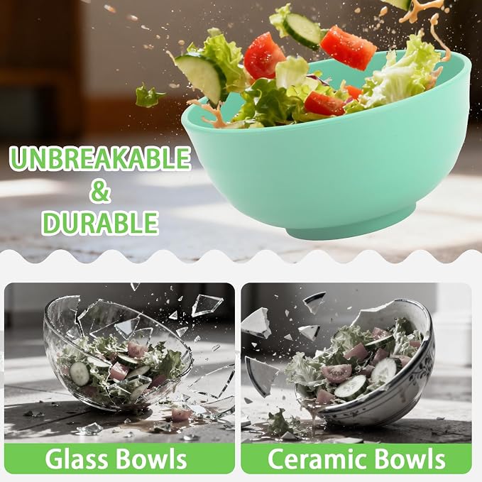 Large Serving Bowls Set of 6, 60 OZ Wheat Straw Bowls Unbreakable, Microwave - Image 5