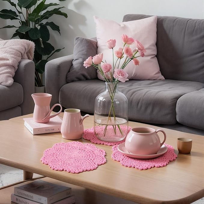 10 Pcs 8 Inch Cute Crochet Doilies Crochet Flower Coasters Handmade Cotton - Image 3