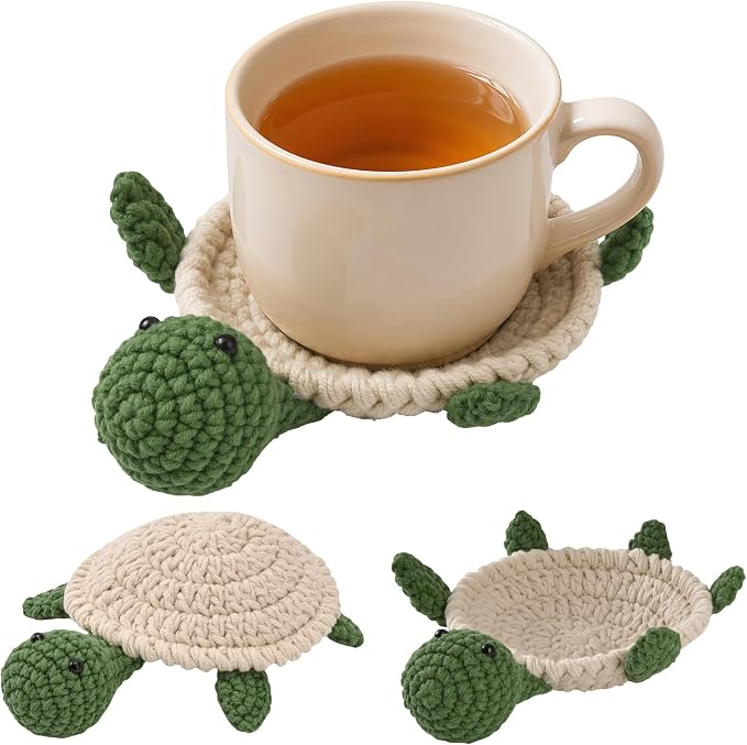 Handmade Crochet Coasters, Fun 3D Animal Flippable Drink Coasters Cute Soft Cup by Unknown