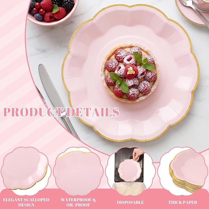 NatNarr 30 Pcs Pink Plates - Image 3