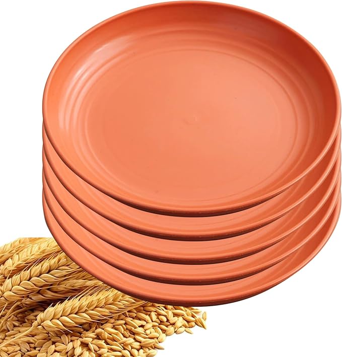 5Pcs Dinner Plates Wheats Straw Plates Set Unbreakable Reusable, Lightweight by Unknown
