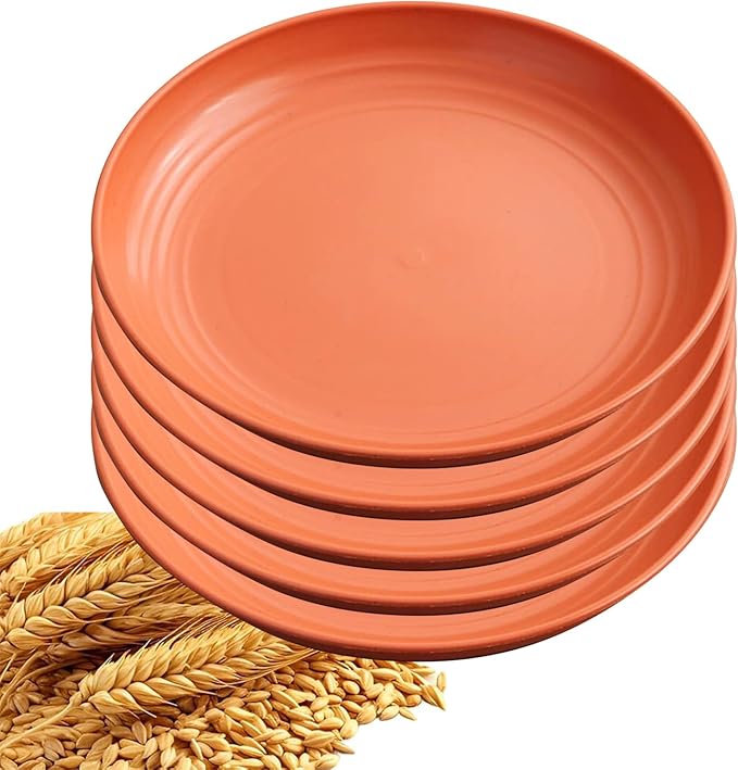 5Pcs Dinner Plates Wheats Straw Plates Set Unbreakable Reusable, Lightweight by Unknown