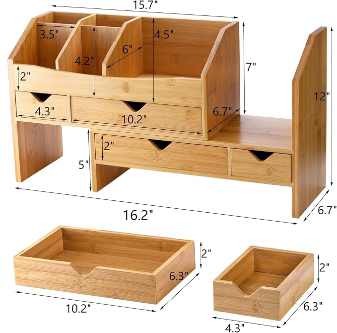 Lawei Bamboo Desk Organizer - Image 3