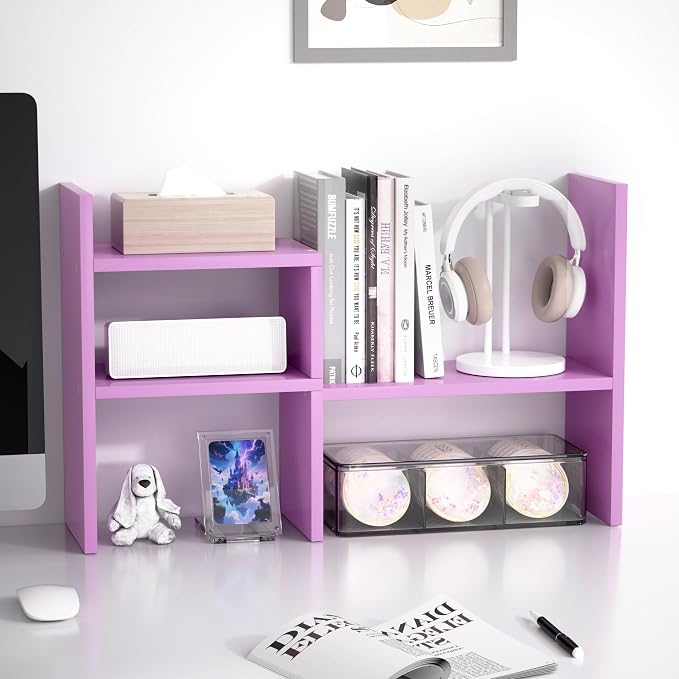 Jerry & Maggie Desktop Organizer Office Storage Rack Adjustable Wood Display - Image 3