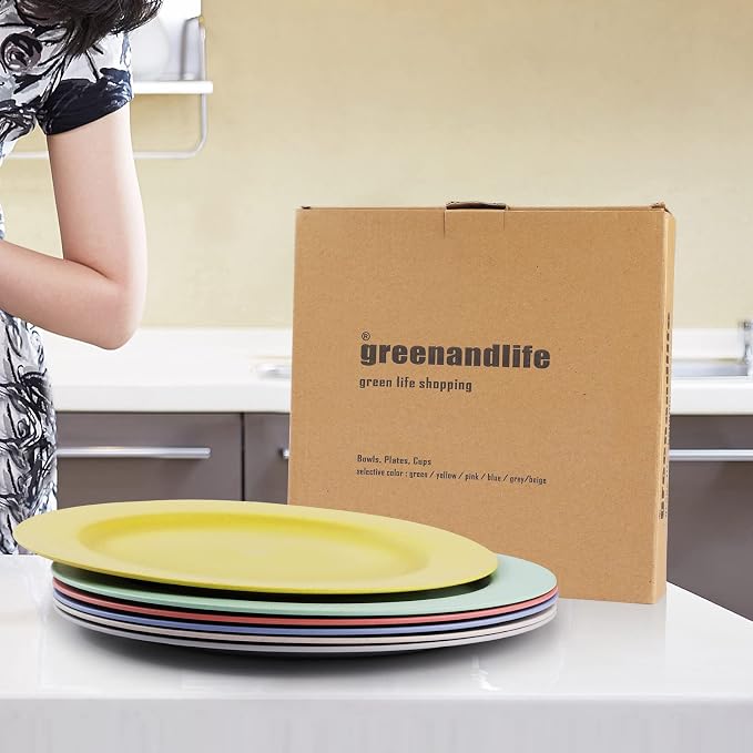 10inch/6pcs Dishwasher & Microwave Safe Wheat Straw Plates - Image 6