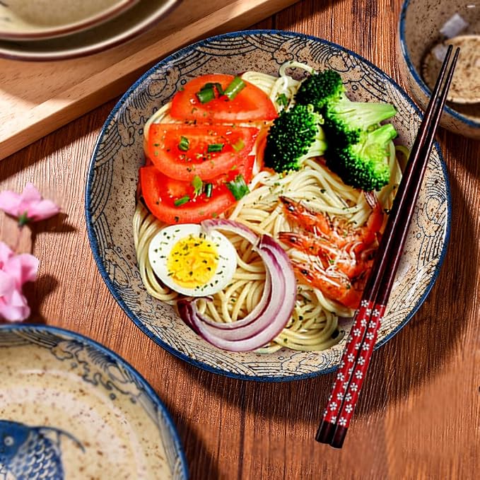 4-Piece Ceramic Dinnerware Set, Japanese Hand-painted Tableware set, A Good - Image 3