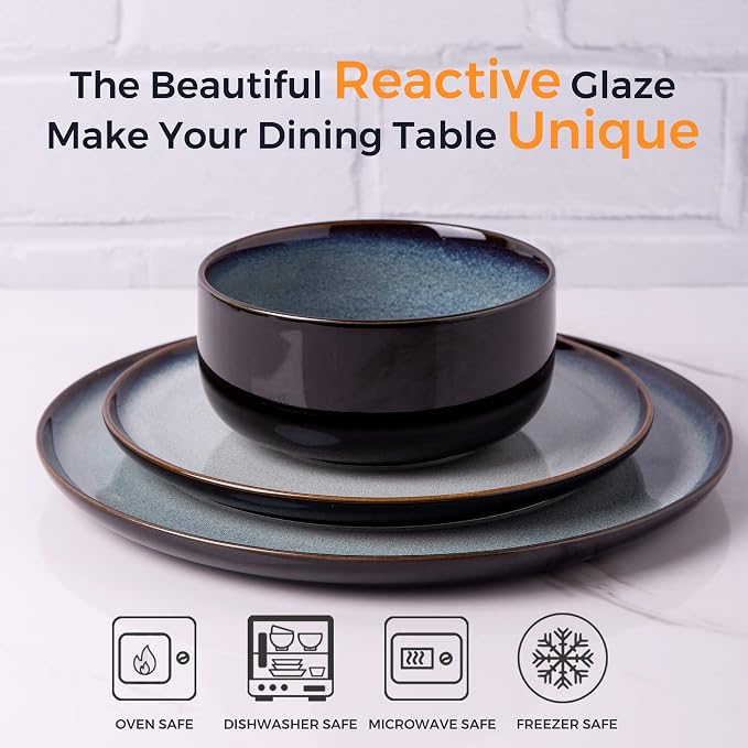 LERATIO Ceramic Plate Set of 6, 8.5 Inch Reactive Glaze Salad Plates | Modern - Image 3