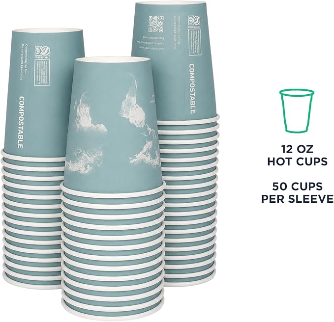 ECO PRODUCTS Compostable Disposable World Art 12oz Large Coffee Cups, Case of - Image 5