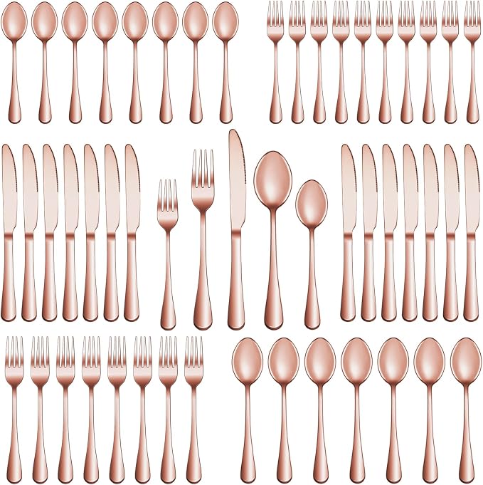 40 Pcs Rose Gold Silverware Set Service by MUTNITT