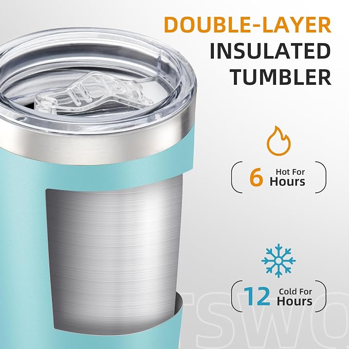 20oz Tumbler Bulk with Lid Stainless Steel Tumblers, 6 Pack | Leak Proof Lid - Image 2