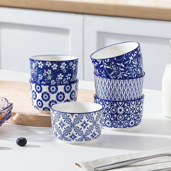 vancasso Selene 6 Oz Porcelain Ramekins Set of 6, Soufflé Dessert Cups | - Image 8