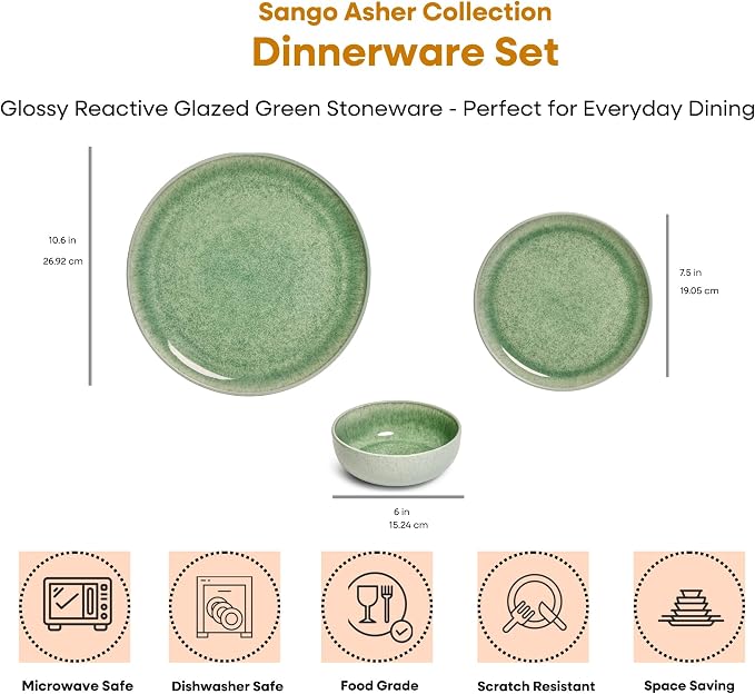 Sango Asher 12-Piece Stoneware Dinnerware Set - Image 4