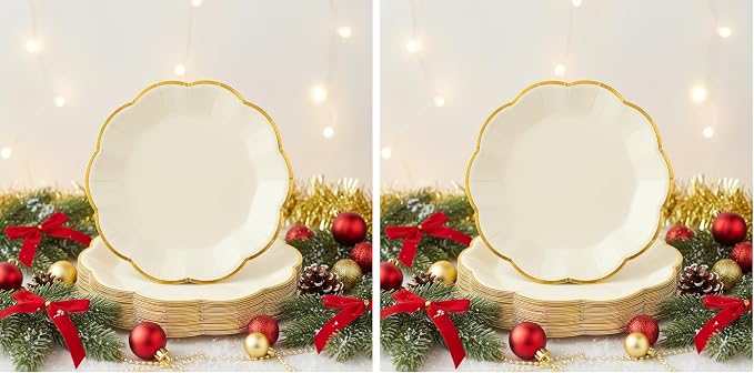 NatNarr 30 Pcs Cream Paper Plates, 9 Inch Ivory Paper Plates by NatNarr