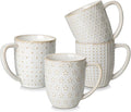 MALACASA LYDIA 16 Oz Coffee Mugs Set of 4, Ceramic Embossed Cups | by MALACASA