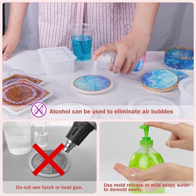 15 Pcs Coaster Resin Molds Silicone, Mold - Image 5