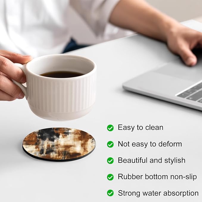 Black Brown Gradient Coasters Set of 6, Absorbent Coasters - Image 4