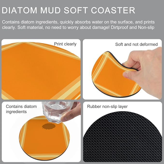 Burnt Orange Coasters Set of 4 Absorbent Coasters - Image 5