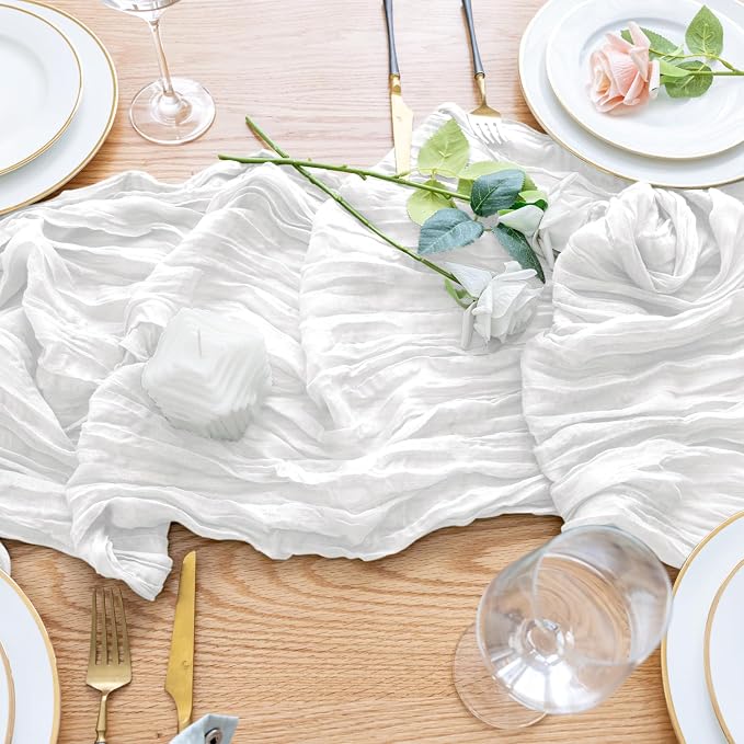 Cheesecloth Table Runner Ivory 10FT Boho Gauze Runner - Image 5