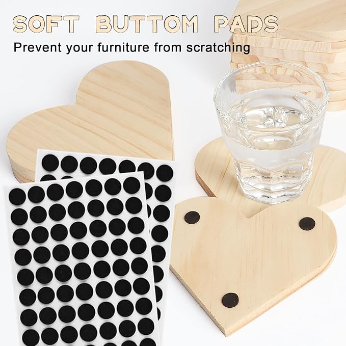 12 PCS Unfinished Wood Coasters, Solid Wooden Blanks - Image 6